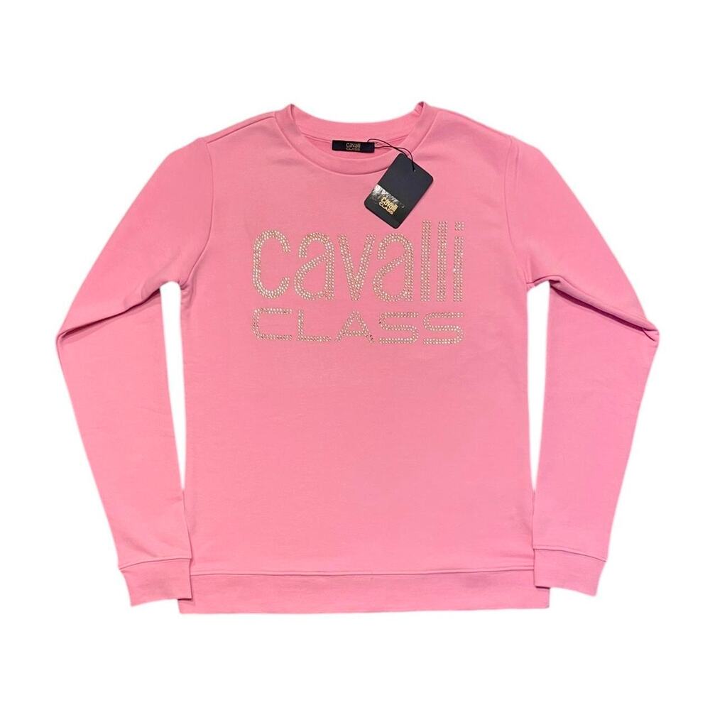NWT Roberto Cavalli Cavalli Class pink long sleeve crewneck sweatshirt Size M